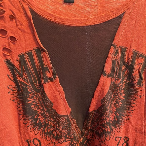 Burnt orange lace front shirt - Picture 2 of 3